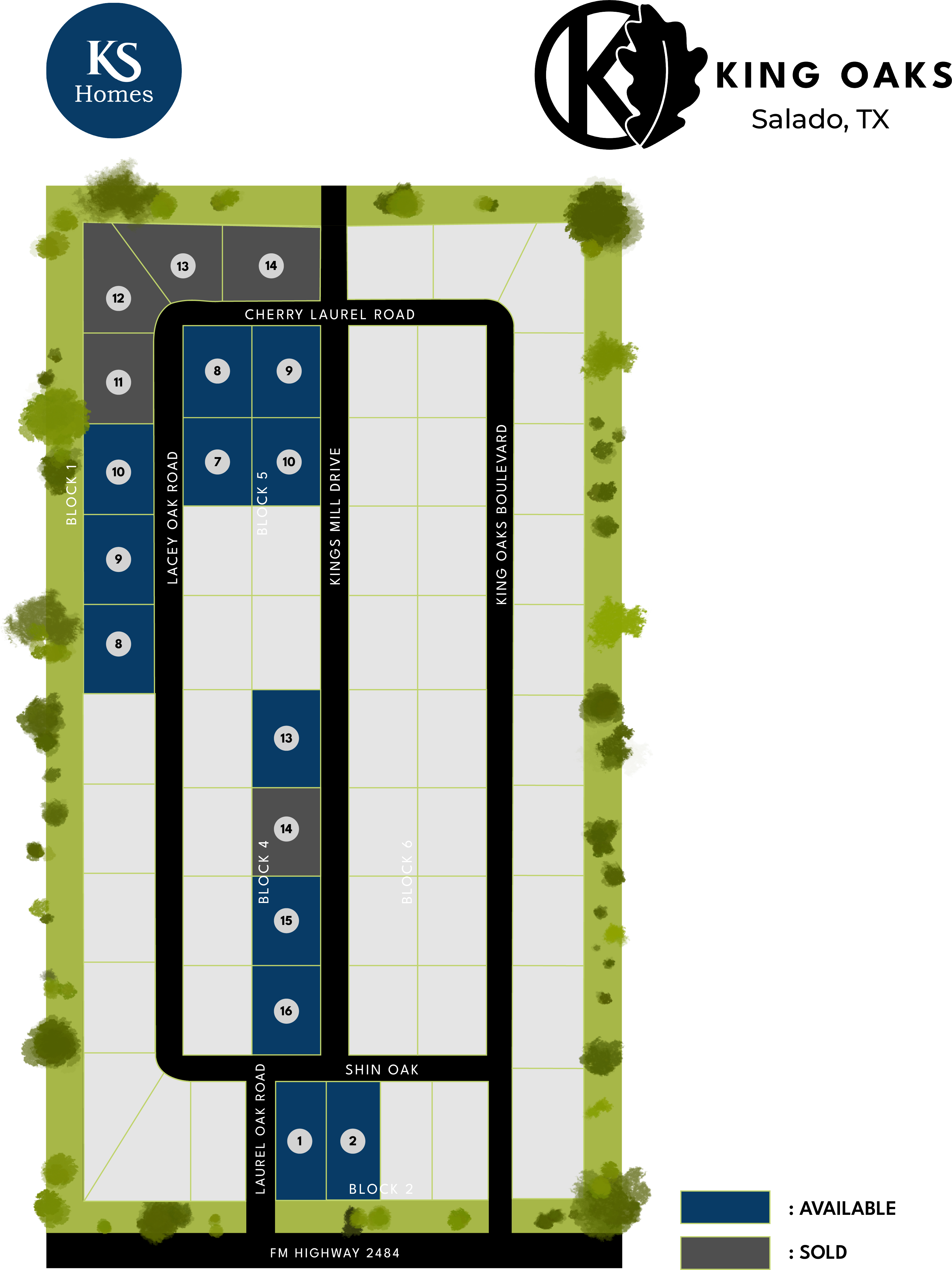 King Oaks Plat Map